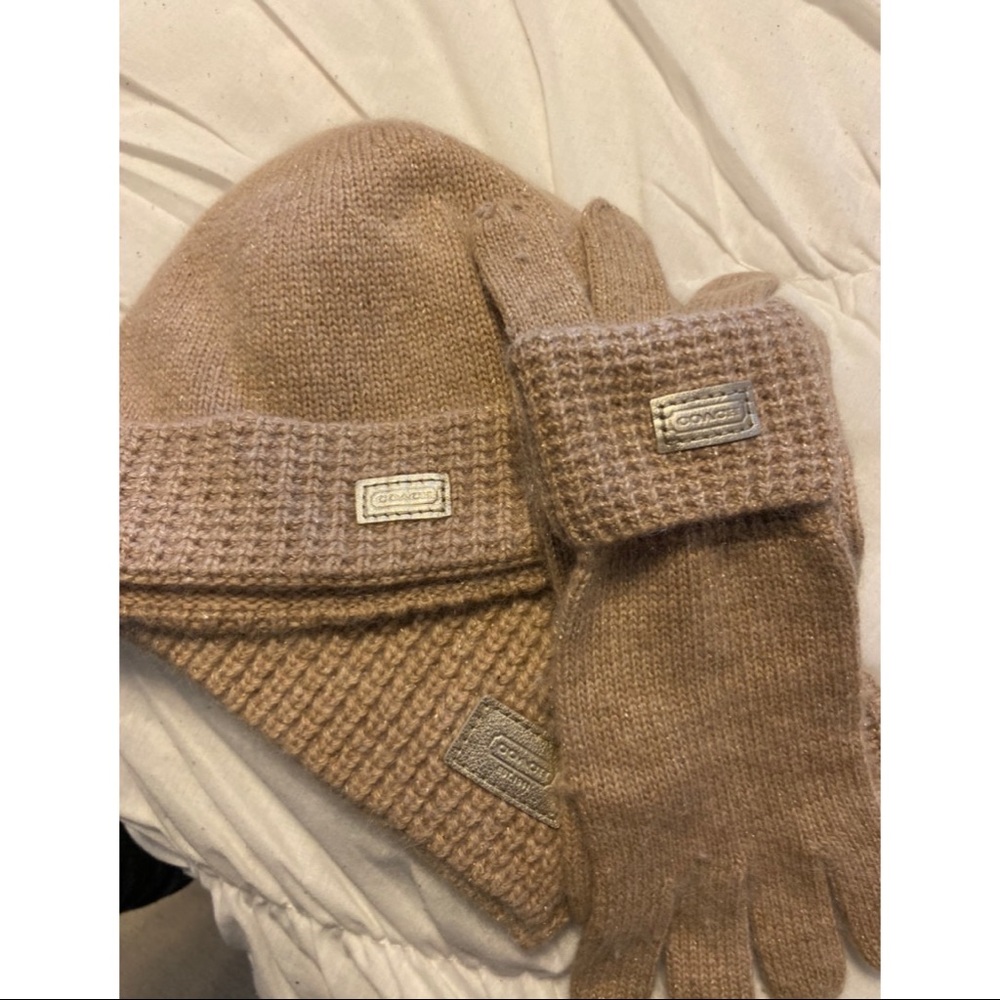 Coach hat, glove, mitt set